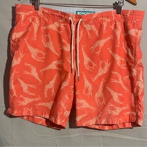 Bonobos Swim Shorts M Unisex Pink White Giraffe Pattern Beach Summer Casual